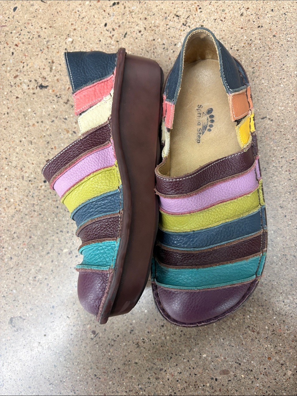 Spring Step Women's Multicolor Leather Striped Clogs